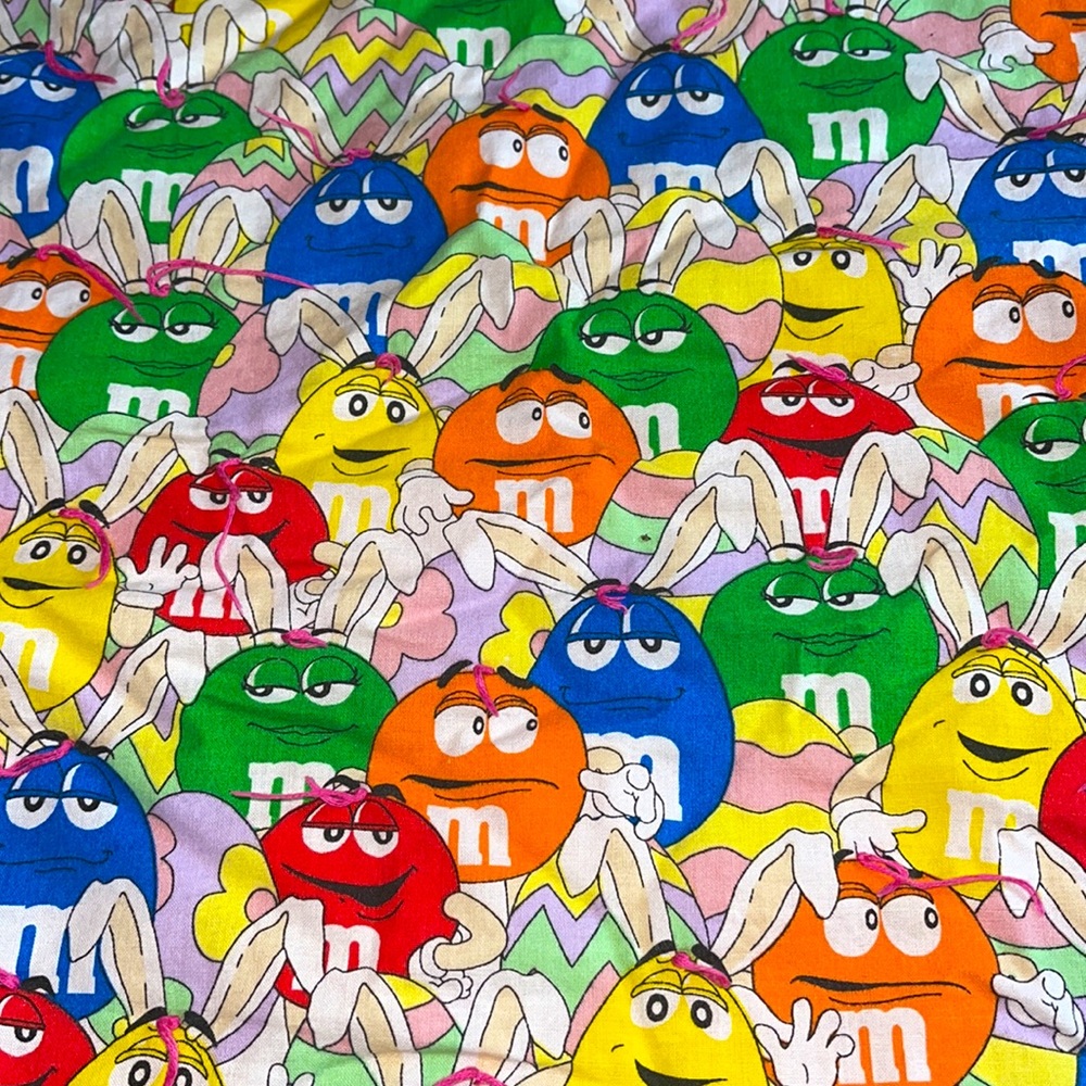 Handmade M&M's Candy Easter Eggs Bunny Ears Baby Blanket 42x41